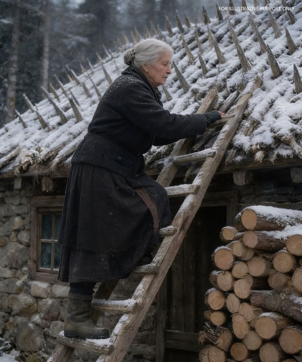 Una anciana pasó todo el verano y el otoño clavando estacas de madera afiladas en su tejado. Los vecinos estaban convencidos de que había perdido la cordura… hasta que finalmente llegó el invierno.