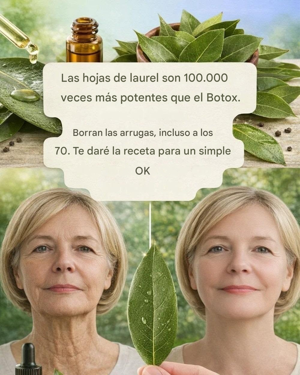 Las hojas de laurel son 100.000 veces más potentes que el bótox. Eliminan las arrugas, incluso a los 70 años. Deja un “OK” para ver la receta en el primer comentario.