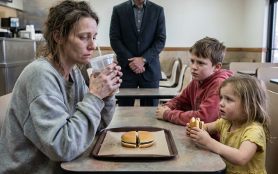 Un rico empresario estadounidense vio a una madre fingir estar llena mientras compartía una hamburguesa con sus hijos en el cumpleaños de su hijo. Diez años después, se quedó paralizado cuando su nombre apareció en la pantalla de su sala de juntas.